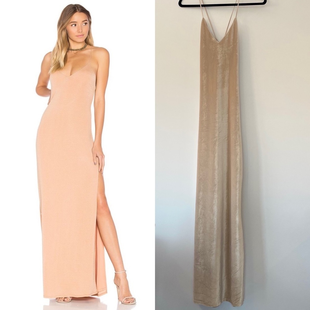 NBD x Revolve In the Deep Slit Velvet Maxi Dress Size XS